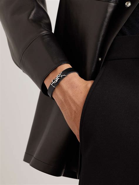 ysl men's bracelet silver|yves Saint Laurent leather bracelet.